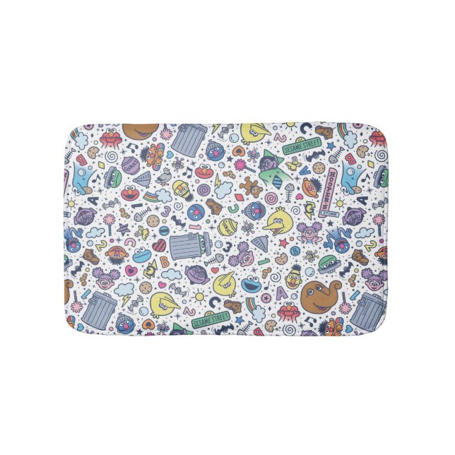 Sesame Street | Sesame Pals Doodle Pattern Bath Mat (Front)