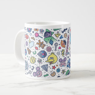 Sesame Street Sesame Pals Doodle Pattern Large Coffee Mug