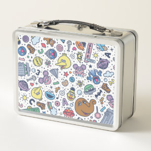 Sesame Street Sesame Pals Doodle Pattern Metal Lunch Box
