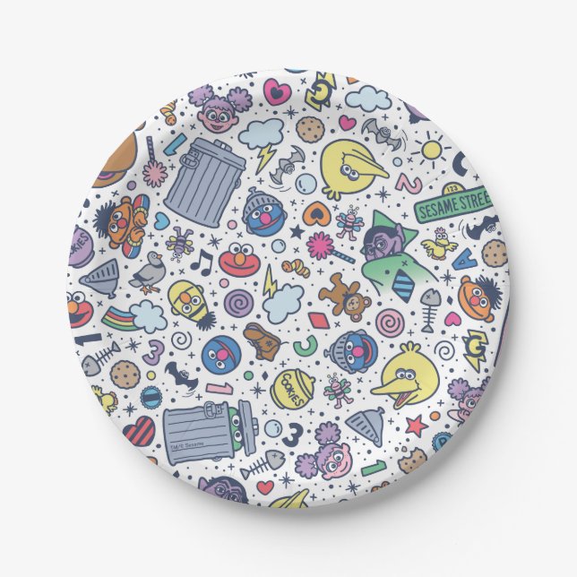 Sesame Street | Sesame Pals Doodle Pattern Paper Plate (Front)