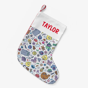 Sesame Street Sesame Pals Doodle Pattern Small Christmas Stocking