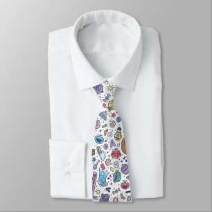 Sesame Street Sesame Pals Doodle Pattern Tie