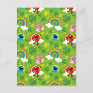 Sesame Street Shamrock and Rainbow Pattern Postcard