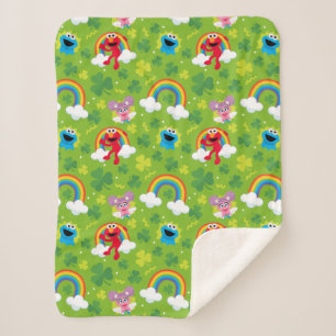 Sesame Street Shamrock and Rainbow Pattern Sherpa Blanket