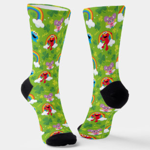 Sesame Street Shamrock and Rainbow Pattern Socks