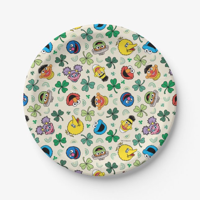 Sesame Street St. Patrick's Day Pattern Paper Plate (Front)
