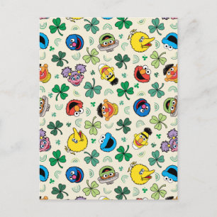 Sesame Street St. Patrick's Day Pattern Postcard