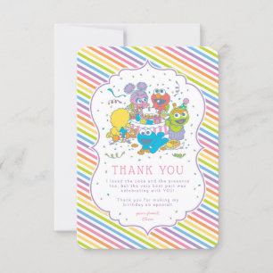 Sesame Street Striped Baby Birthday Thank You Invitation