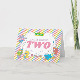 Sesame Street Striped Second Birthday Card