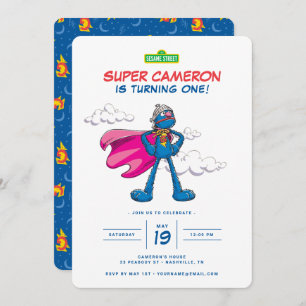 Sesame Street Super Grover Birthday Invitation