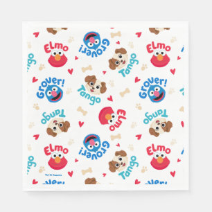Sesame Street Tango, Elmo, & Grover Pattern Napkin
