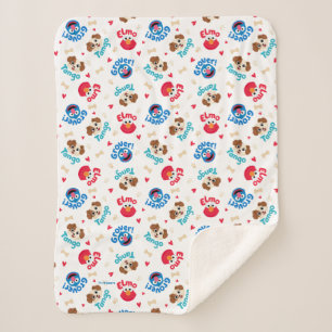 Sesame Street   Tango, Elmo, & Grover Pattern Sherpa Blanket