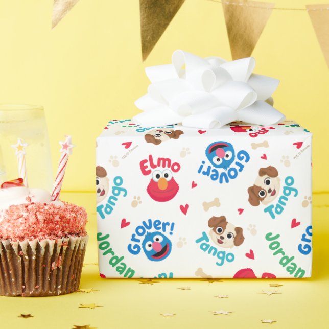 Sesame Street | Tango, Elmo, & Grover Pattern Wrapping Paper (Birthday Party)