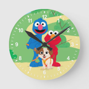 Sesame Street Tango With Grover & Elmo Round Clock