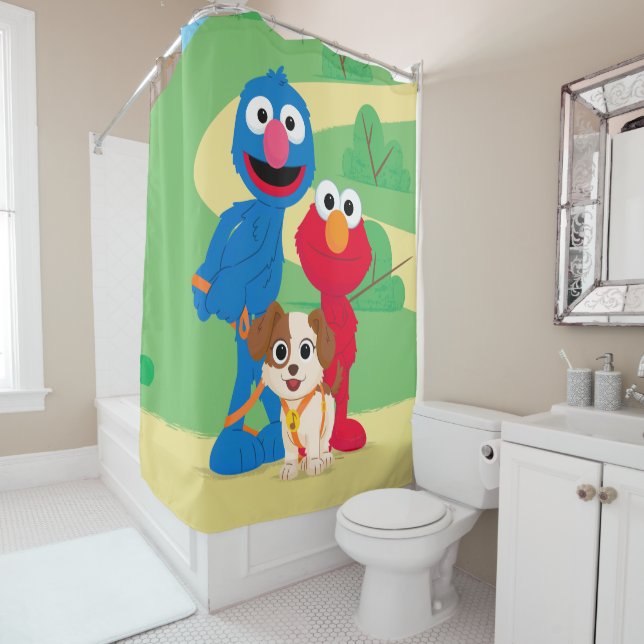 Sesame Street | Tango With Grover & Elmo Shower Curtain (In Situ)