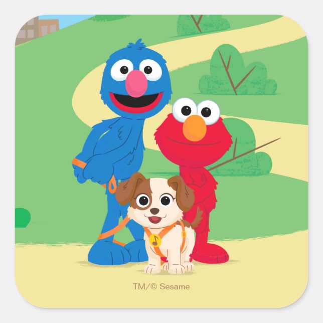 Sesame Street | Tango With Grover & Elmo Square Sticker (Front)