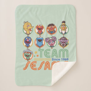 Sesame Street Team Sesame Since 1969 Sherpa Blanket