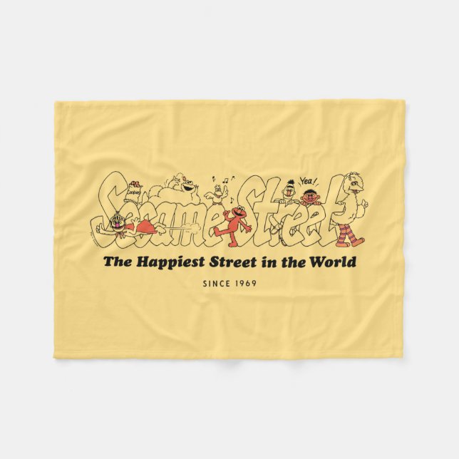 Sesame Street | The Happiest Street in the World Fleece Blanket (Front (Horizontal))