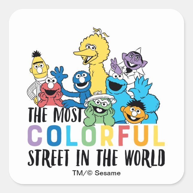 Sesame Street | The Most Colourful Street Square Sticker (Front)
