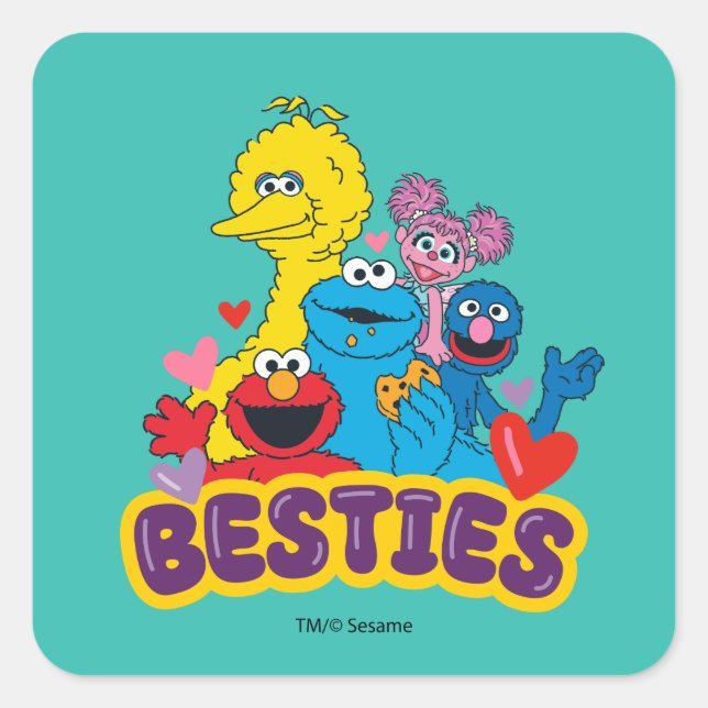 Sesame Street Valentine Besties Square Sticker (Front)