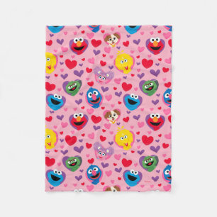 Sesame Street Valentine Hearts Pattern Fleece Blanket