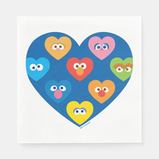 Sesame Street Valentine Hearts Pattern Napkin (Front)