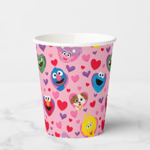 Sesame Street Valentine Hearts Pattern Paper Cups