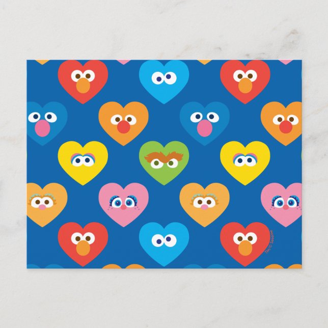 Sesame Street Valentine Hearts Pattern Postcard (Front)