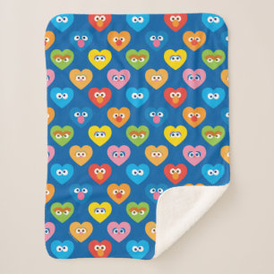 Sesame Street Valentine Hearts Pattern Sherpa Blanket