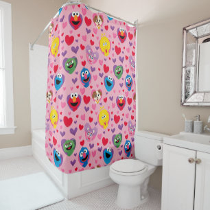 Sesame Street Valentine Hearts Pattern Shower Curtain