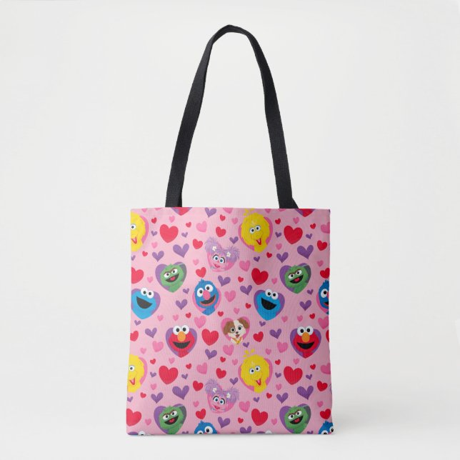 Sesame Street Valentine Hearts Pattern Tote Bag (Front)