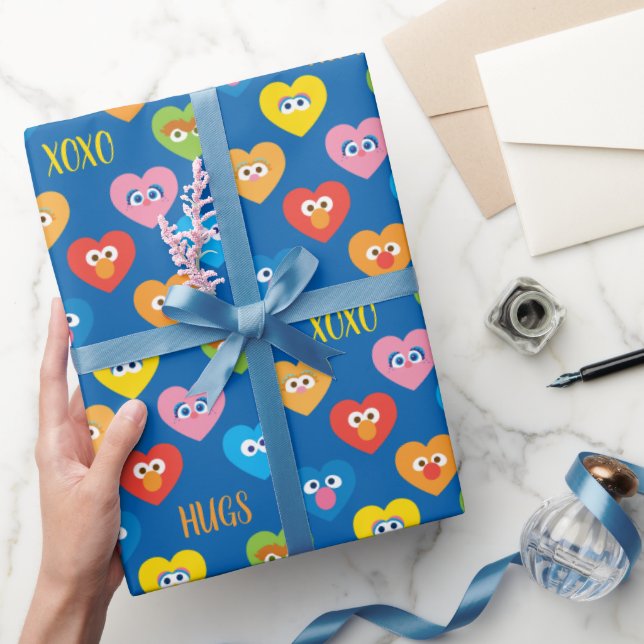 Sesame Street Valentine Hearts Pattern Wrapping Paper (Gifting)