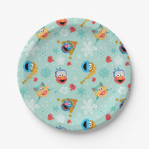Sesame Street Winter Pattern Paper Plate