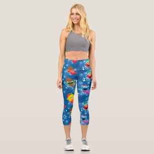 Sesame Street Winter Snowflake Pattern Capri Leggings
