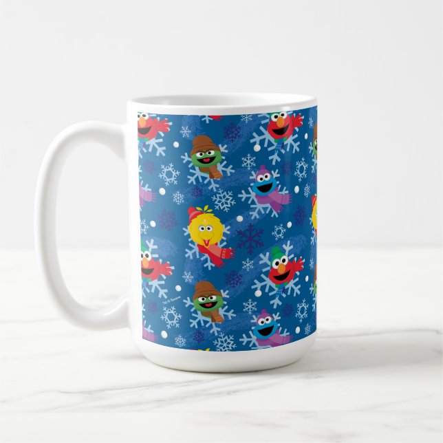 Sesame Street Winter Snowflake Pattern Coffee Mug (Left)