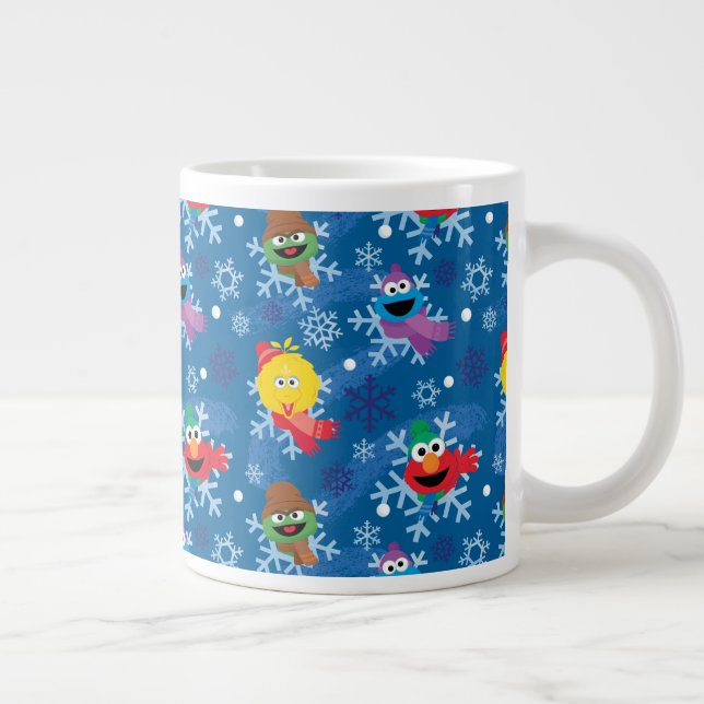 Sesame Street Winter Snowflake Pattern Large Coffee Mug (Right)