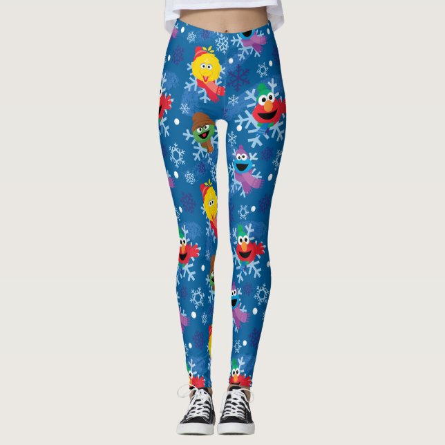 Sesame Street Winter Snowflake Pattern Leggings (Front)