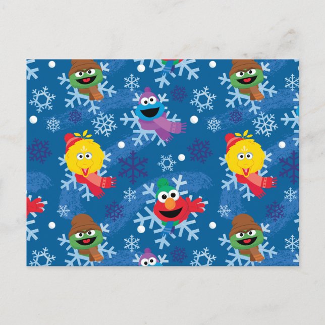 Sesame Street Winter Snowflake Pattern Postcard (Front)
