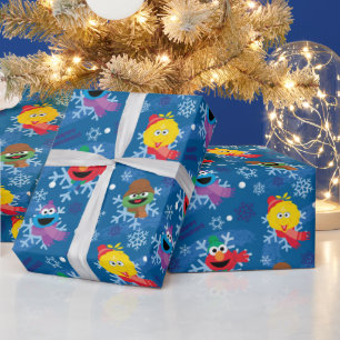 Sesame Street Winter Snowflake Pattern Wrapping Paper