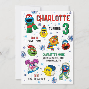Sesame Street Winter Snowflakes Birthday Invitation