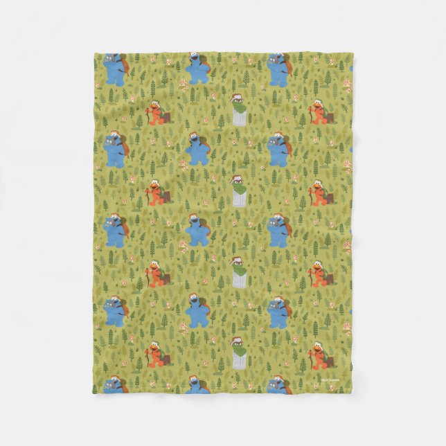 Sesame Street | Woodland Friends Pattern Fleece Blanket (Front)