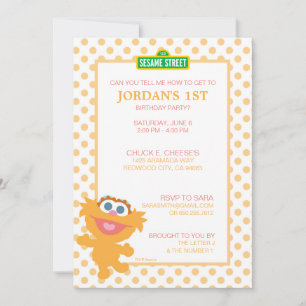 Sesame street Zoe Baby Birthday Invitation
