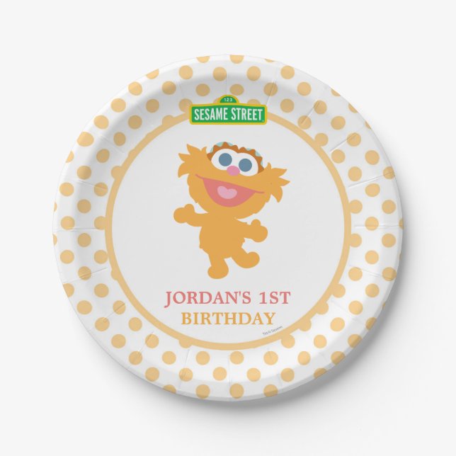 Sesame Street Zoe Baby Birthday Paper Plate (Front)