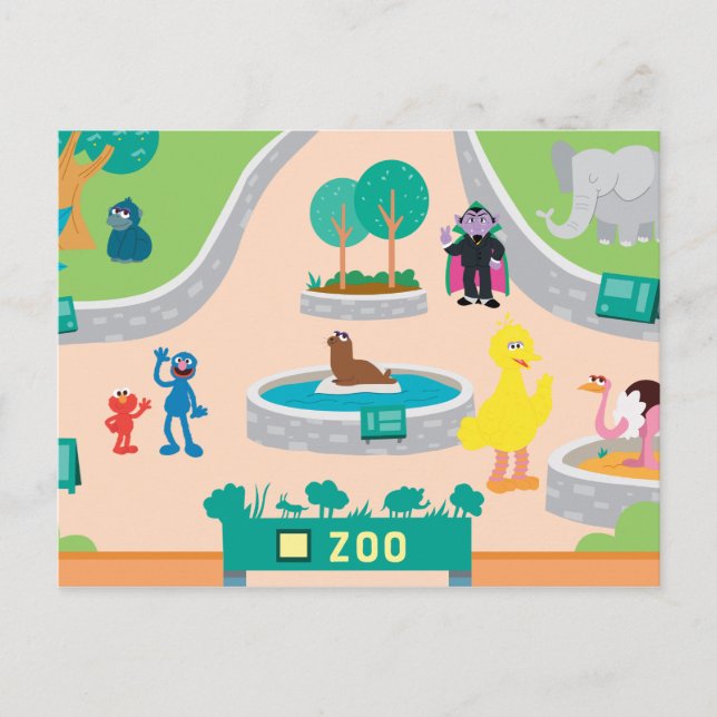 Sesame Street | Zoo Scene Postcard (Front)
