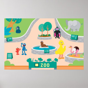 Sesame Street Zoo Scene Poster