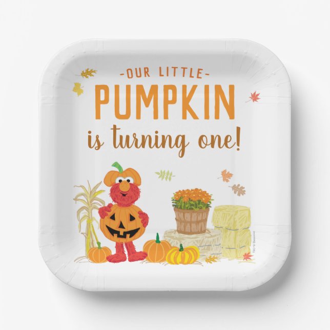 Sesame Street's Elmo Little Pumpkin First Birthday Paper Plate (Front)