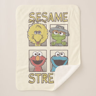 Sesame StreetVintage Character Comic Sherpa Blanket