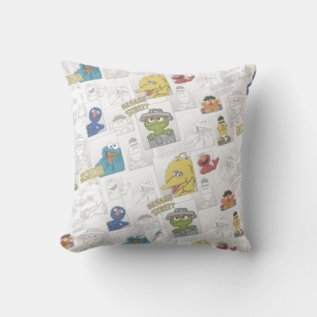 Sesame StreetVintage Comic Pattern Cushion (Front)