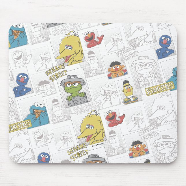 Sesame StreetVintage Comic Pattern Mouse Mat (Front)