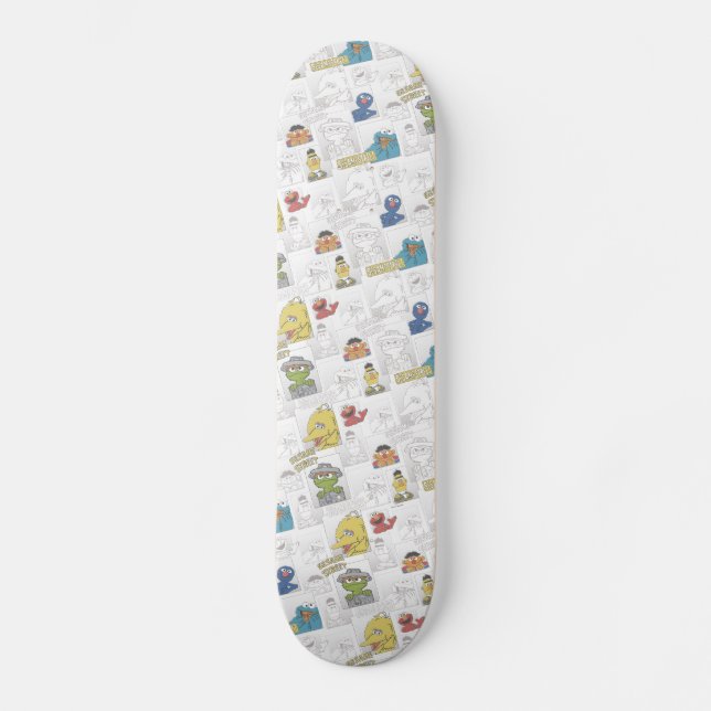 Sesame StreetVintage Comic Pattern Skateboard (Front)